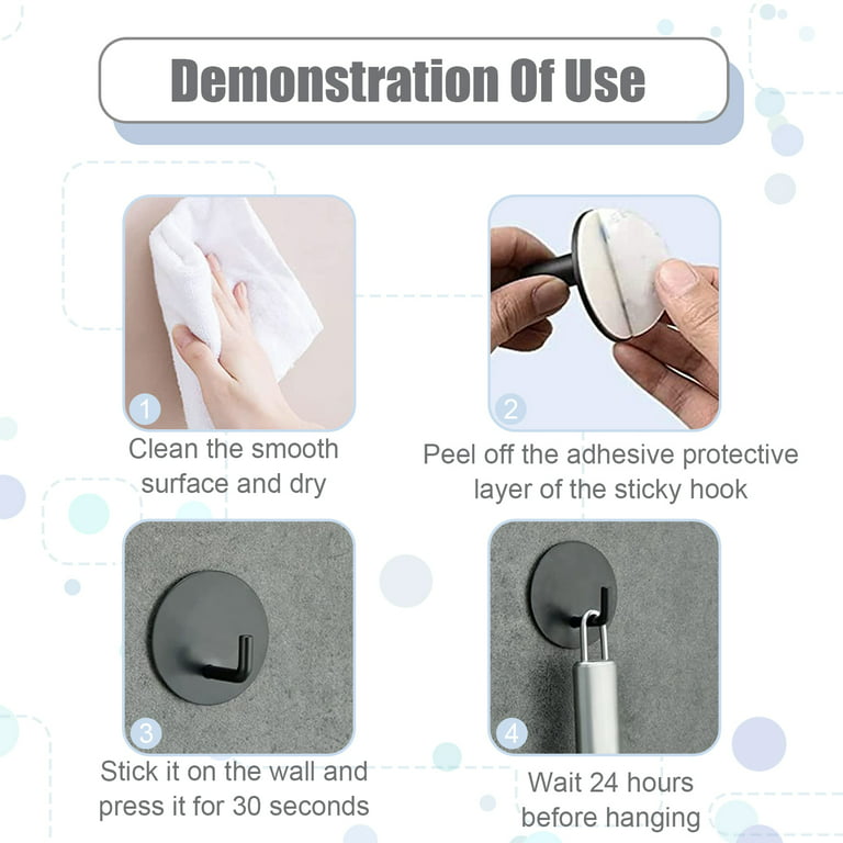 Honmein 6 Pcs Adhesive Wall Hooks for Hanging - Waterproof Shower