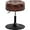 Pu-dark Brown, variant on Wubio Pink Round Velvet Vanity Ottoman Stool, Contemporary Makeup Modern Accent Stool for Bedroom Living Room Entryway