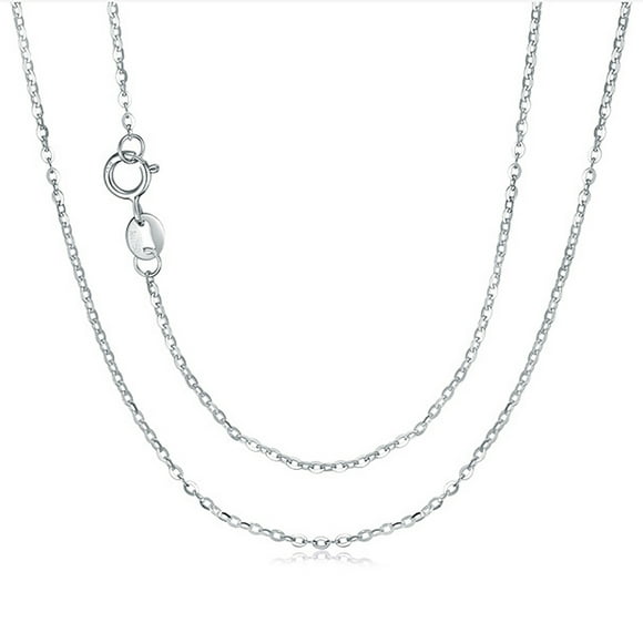 100% Genuine 18 Karat White Gold Necklace for Women Wedding Jewelry Cute Rolo Chain 16"/40cm