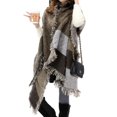 thumbnail image 3 of Bufanda de tartán para mujer, de invierno, grande, de gran tamaño, suave, cálida, a cuadros multicolores, chal con borlas giratorias, capa, poncho, estola larga, 3 of 4