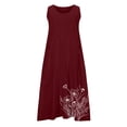 thumbnail image 6 of BiZtdJrK Red Cotton Linen Maxi Dress for Women Summer Boho Casual Beach Dresses Loose Comfy Sleeveless Long Dress with Pocket Vacation Outfits XL, 6 of 6