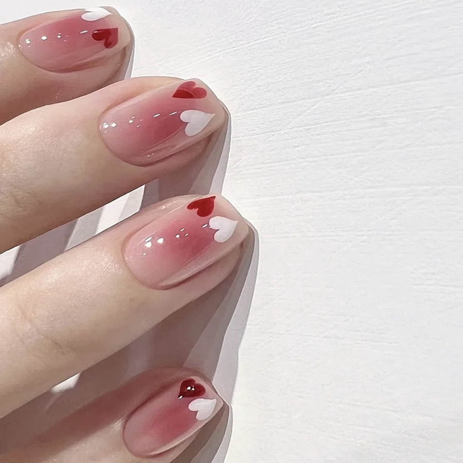 Short Almond Nail Sweet Blush Nail Classic Versatile Gentle Love Detachable Wearable Nail False Nail Nail Film