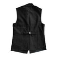 thumbnail image 3 of Donemore Men's Suit Vest Waistcoat - Solid Color Stand Collar Single Button Closure Multi-Pocket Design, Business Casual Urban Commute Style, 3 of 4