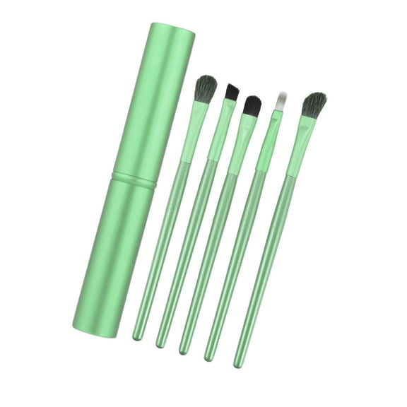 Vocoste Travel Blending Makeup Brush Set Foundation Contour Concealer Blusher Brush 15.3x2.3cm Green 5 Pcs
