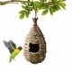 thumbnail image 4 of Fiudx Liquidación navideña Casa de colibrí tejida a mano, nidos de pájaros creativos, hibisco, simulación de césped, casa de pájaros, decoración colgante de jardinería, 4 of 7
