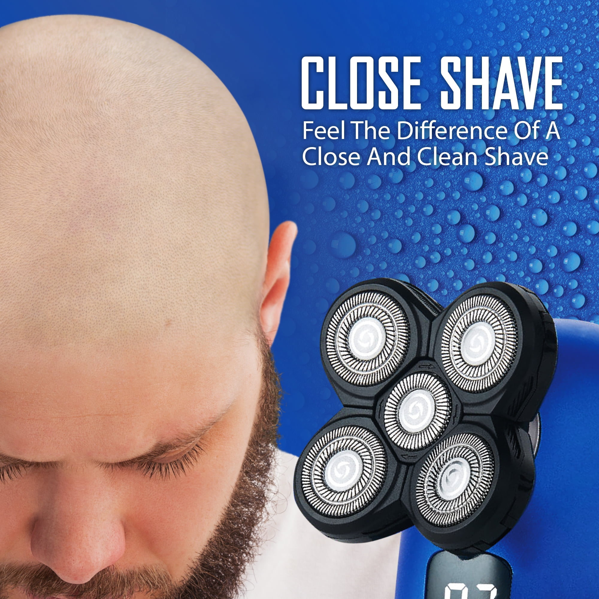 Barbasol Signature LCD 5 Electric Head Shaver for Men, Wet & Dry Use with Polishing Brush