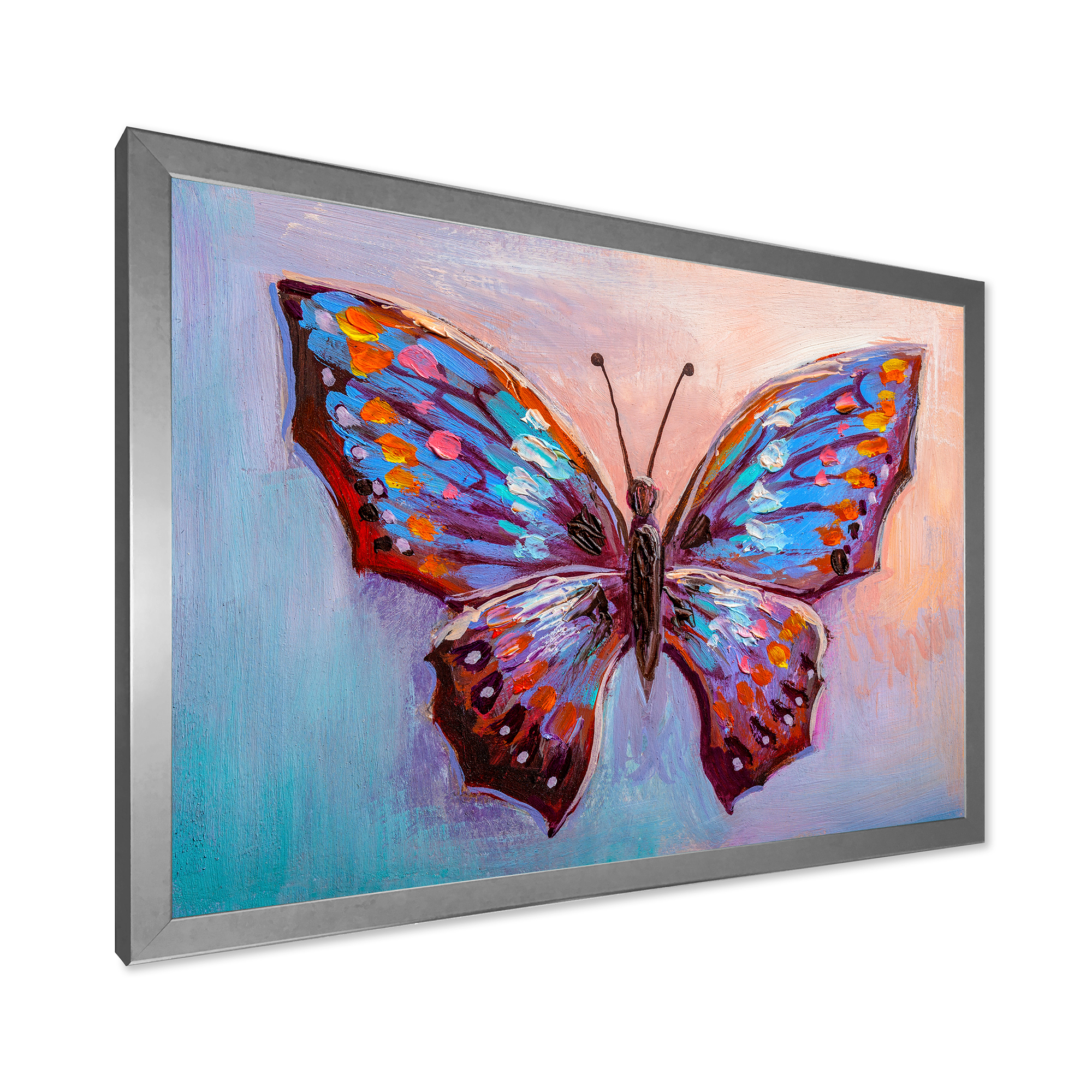 Designart 'Ancient Blue Butterfly II' Modern Framed Art Print