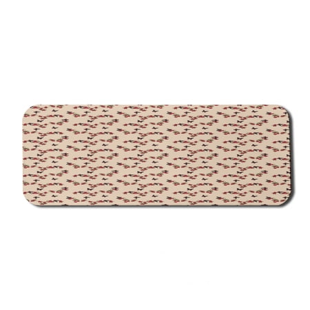 Garden Computer Mouse Pad  Blossoming Branches of Apple and Flying Butterflies Spring Seasonal Art  Rectangle Non-Slip Rubber Mousepad Large  31  x 12  Gaming Size  Pale Peach Vermilion  by Ambesonne