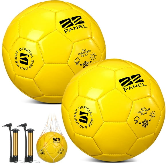 Juego de balones de fútbol Sappy, tamaño 3, color amarillo, para interiores y exteriores, 2 unidades