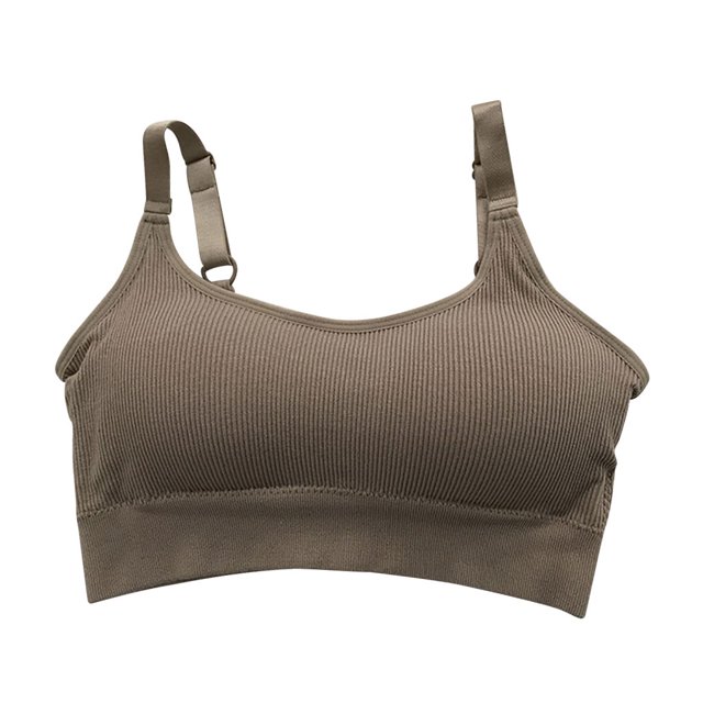 Sonducket Sujetador deportivo sin costuras para mujer, Top deportivo Push Up para fitness, Sujetador deportivo con relleno en la espalda en U, Sujetador de Ropa interior Caqui Sonducket AP000316-05