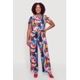 thumbnail image 2 of Women's Plus Size Abstract Print Short Sleeve Crop Top, 2 of 4