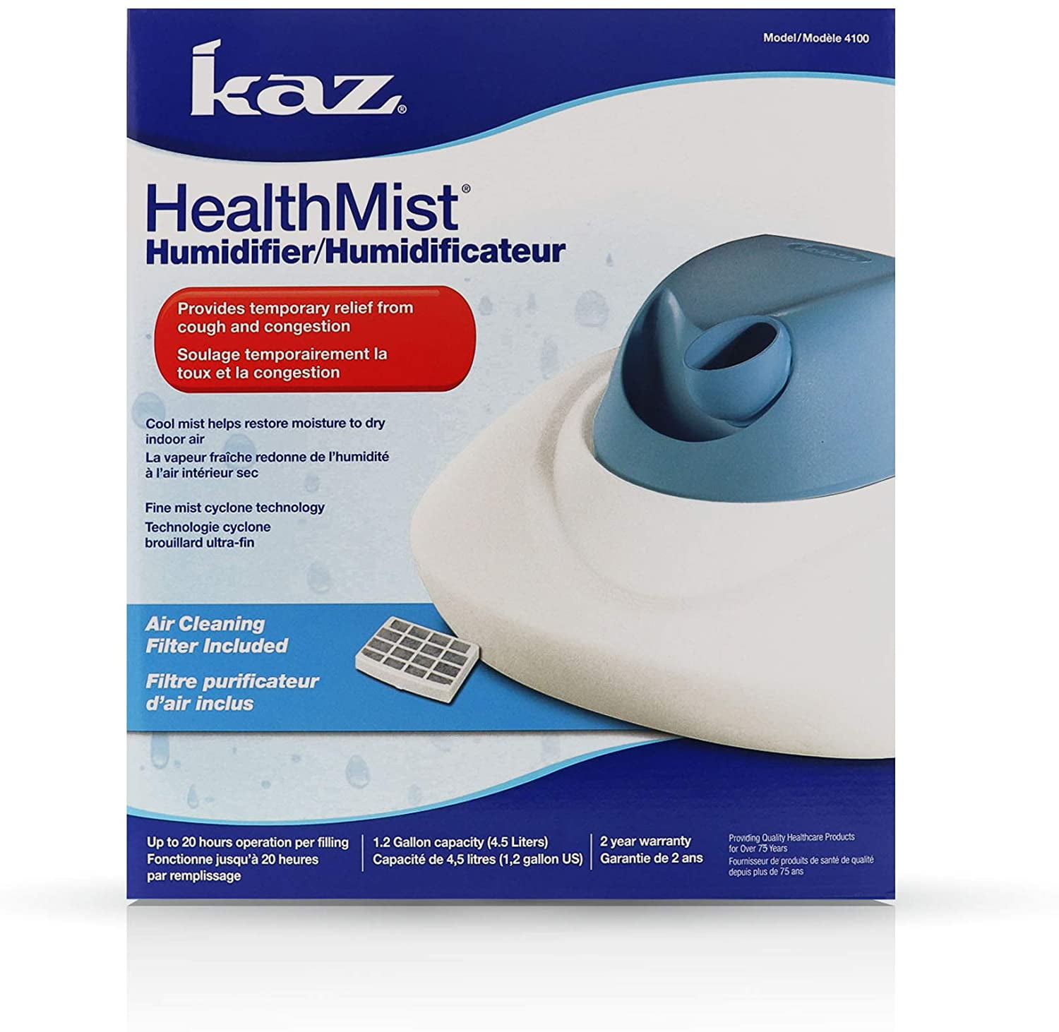 Kaz HealthMist Humidifier White 4100 Pack of 4 