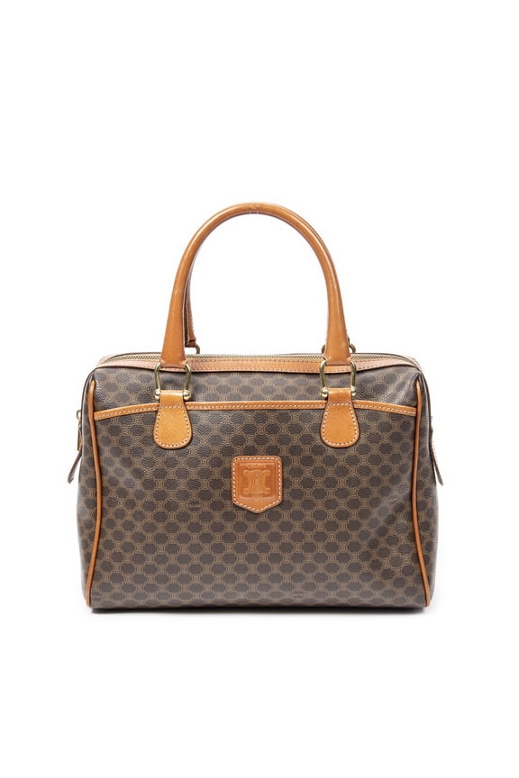 Pre-Owned Celine Brown Vintage Small Boston Handbag Macadam Coated Canvas