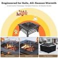 thumbnail image 6 of 32" Fire Pit Table, UHOMEPRO 3-in-1 Outdoor Fire Pit with BBQ Grill, Mesh Lid & Cover, Modern Metal Square Wood Burning Fire Pit for Outside, Backyard, Patio & Camping, 6 of 14