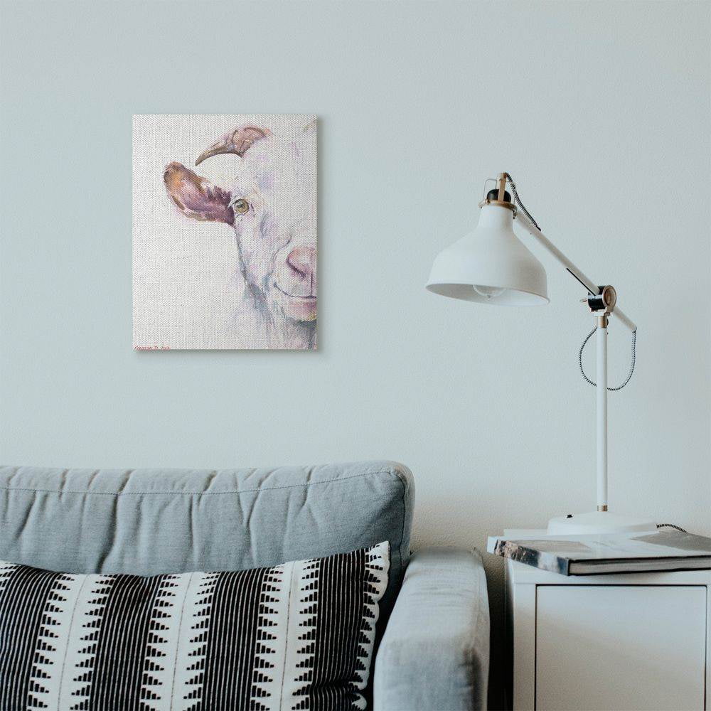 Stupell Industries Large Goat Head Animal Watercolor Painting Canvas Wall Art by George Dyachenko