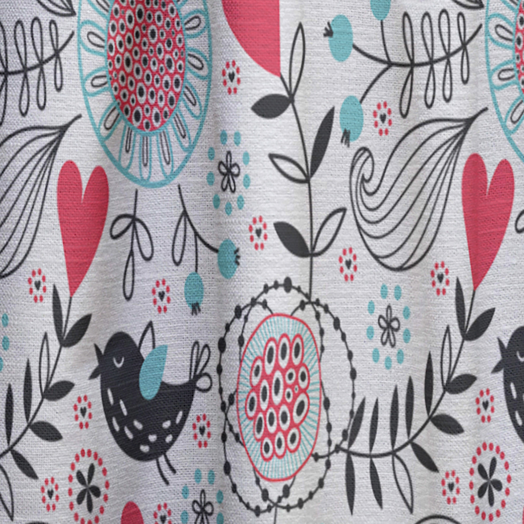 Designart 'Colorful Heart and Floral Pattern II' Traditional Curtain Panel