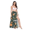 thumbnail image 2 of FORMRS Womens Long Sarong Beach Wrap Semi-Sheer Bikini Skirt Bathing Swimsuit Cover Up, Orange Flowers, 2 of 7