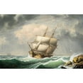 thumbnail image 2 of Fitz Henry Lane 24x17 Gold Ornate Framed and Double Matted Museum Art Print Titled - Brig off the Maine Coast (1851), 2 of 4
