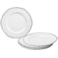thumbnail image 2 of " OCCASIONS " 120 Plates Pack,(60 Guests) Heavyweight Premium Wedding Party Disposable Plastic Plates Set -60 x 10.25'' Dinner + 60 x 7.5'' Salad / Dessert (Rochelle White and Silver), 2 of 5