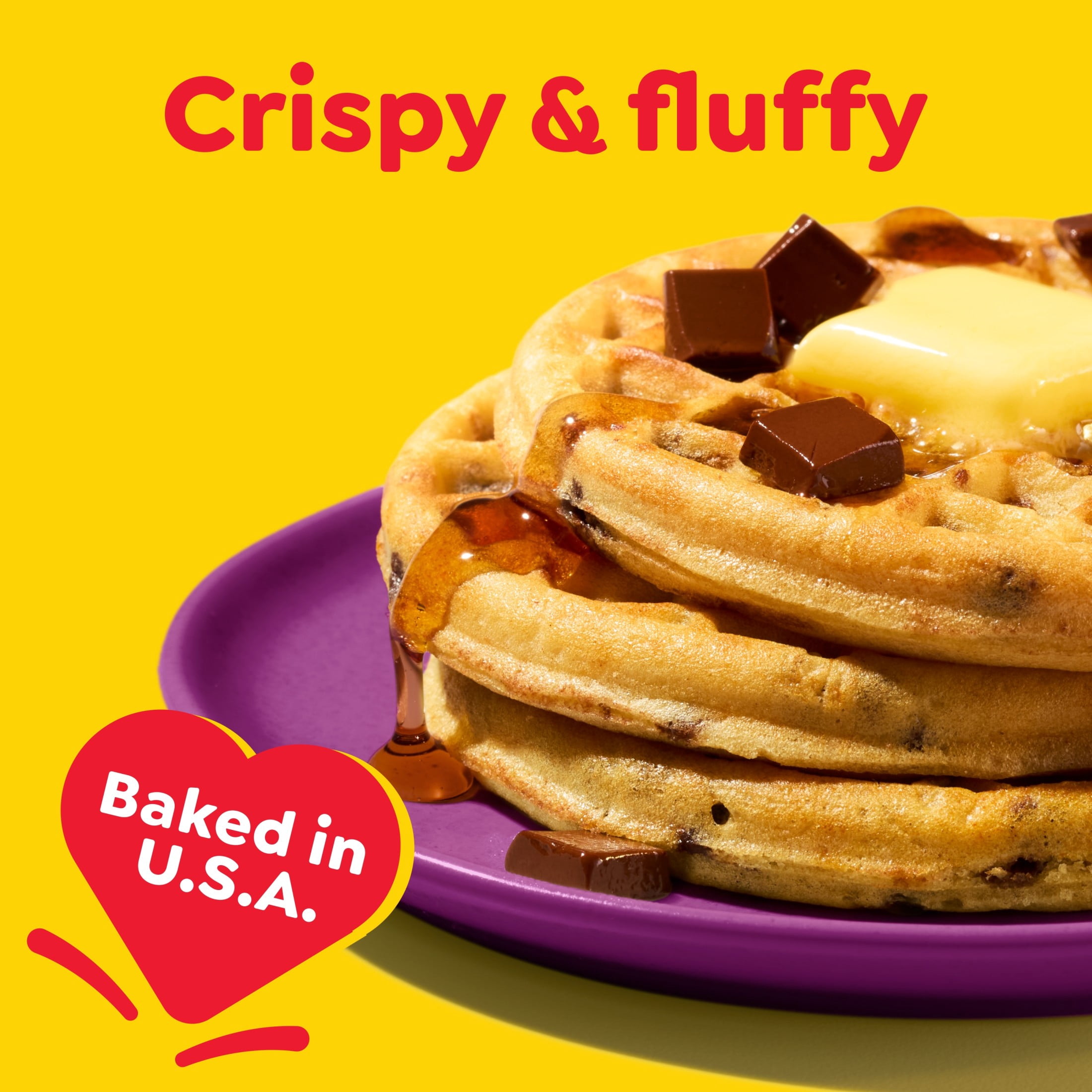 Eggo Chocolatey Chip Waffles, Breakfast Food, 29.6 oz, 24 Count (Frozen)