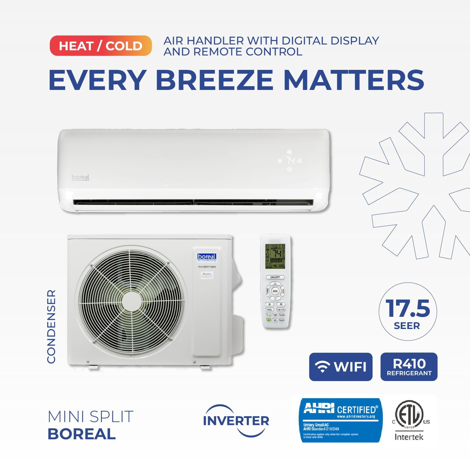 Zokop 12000 BTU 21 SEER Mini-Split Heat Pump - Cools & Heats Up To 550 Sq Ft, Wi-Fi Enabled