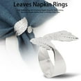 thumbnail image 2 of Leaf Napkin Rings Set of 6,Leaves Napkin Rings for Table Setting,Metal Leaf Napkin Holder Rings for Holiday Party Silver, 2 of 5