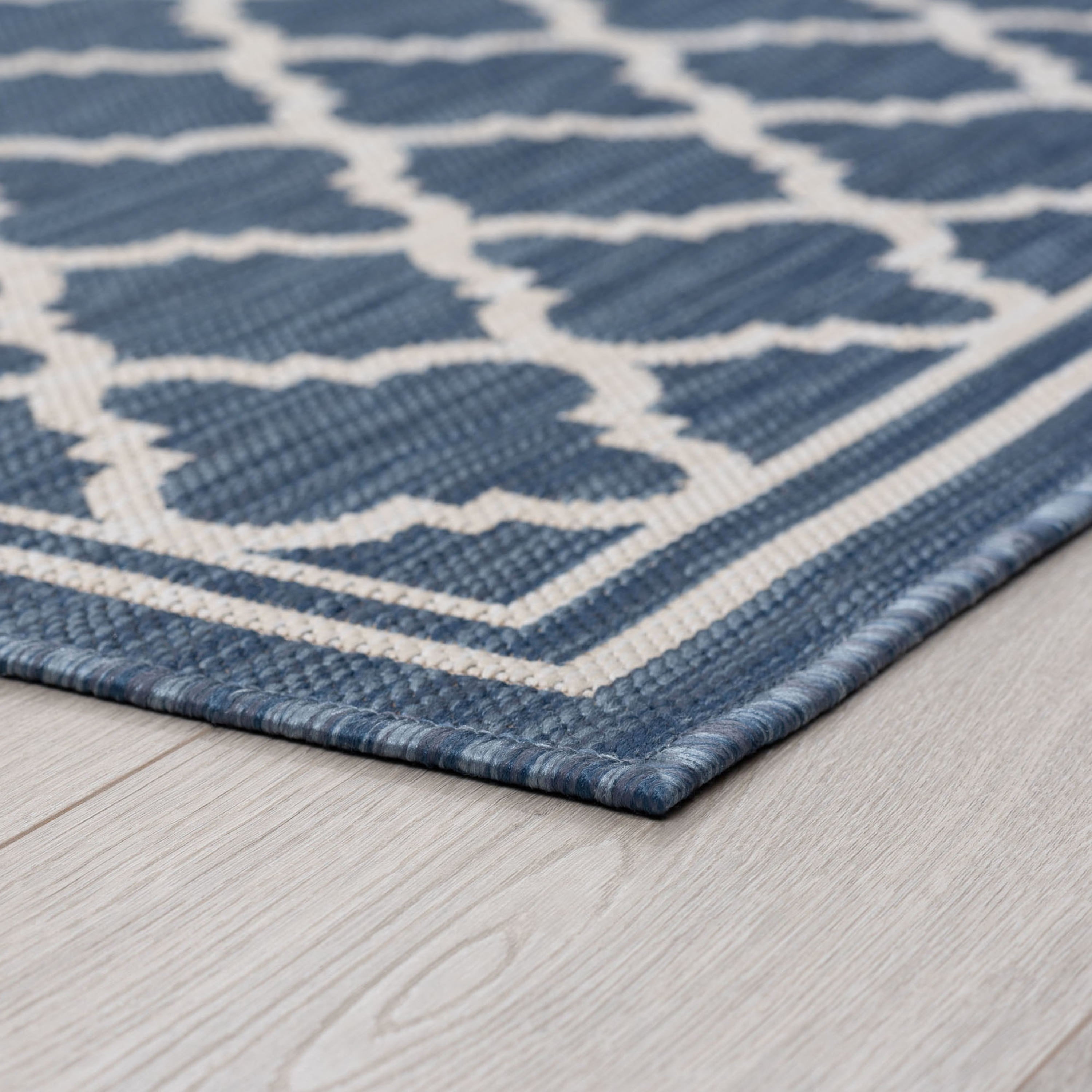 8x10 Water Resistant, Large Indoor Outdoor Rugs for Patios, Front Door Entry, Entryway, Deck, Porch, Balcony | Outside Area Rug for Patio | Blue, Geometric | Size: 7'10'' x 10'2''