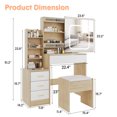 thumbnail image 4 of Gaderth Vanity Desk With Sliding LED Mirror And Power Outlet, Makeup Dressing Table With 4 Drawers, Storage Shelves And Stool, 3 Color Lighting Modes, Bedroom Vanity Set With USB Ports, 4 of 8