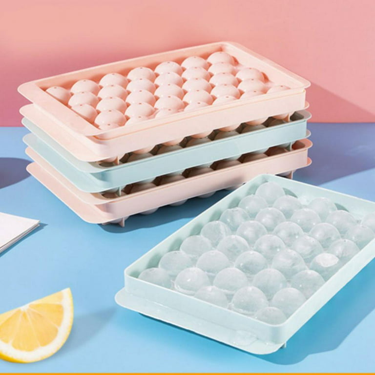 Smileol Round Ice Cube Tray with Lid Ice Ball Maker Mold for Freezer with Container Mini Circle Ice Cube Tray Making 99pcs Sphere Ice Chilling Cocktail