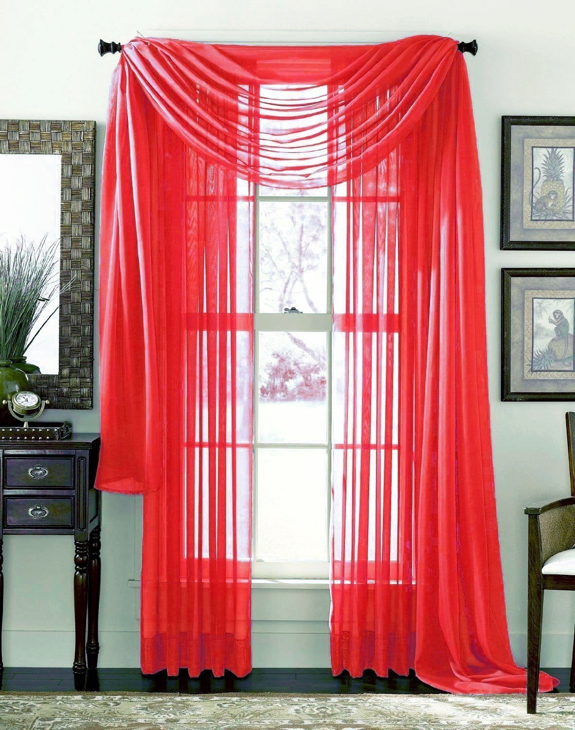 3 Piece Sheer Panel & Scarf Window Treatment Set Decotex