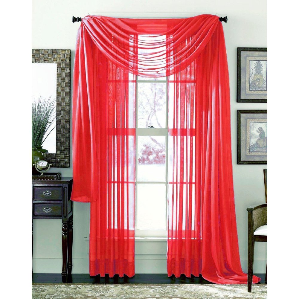 3 Piece Sheer Panel & Scarf Window Treatment Set Decotex Walmart