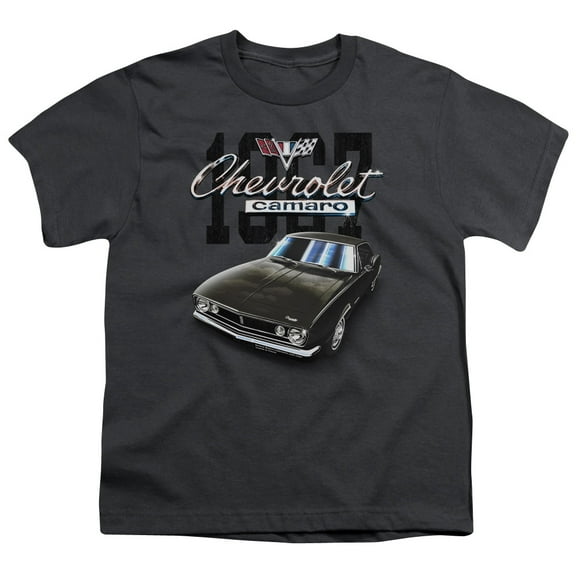 Trevco CHV240C-YT-4 Chevrolet & Classic Camaro Youth 18-1 Short Sleeve T-Shirt, Charcoal - Extra Large