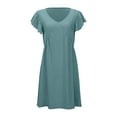 thumbnail image 5 of Summer Women's Casual Beach Dress Loose Fit Deep V Neck Mini Dress With Ruffled Sleeves For Relaxed Style Womens Dresses Casual Summer Midi Length Sleeveless Summer Dress Sleeveless Knee Length Dress, 5 of 5