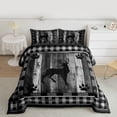 thumbnail image 2 of Homewish Rustic Moose Deer Bedding Comforter Set for Adult, Grey Wooden Plank Twin Comforter Sets, Vintage Checkered Buffalo Reversible Bedding Set, Breathable Home Decor, 2-Piece, 2 of 8