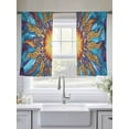 thumbnail image 5 of Abstract Sheer Curtains for Living Room Bedroom, Light-filtering Sheer Curtain, Yellow Blue Sun Texture Flame Light-Rod Pocket Voile Window Treatment Drapes, 52’’Wx45’’L, 2 Panels Set, 5 of 7
