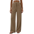thumbnail image 7 of vdgthytj Wide Leg Pants for Women Drawstring High Waist Loose Casual Ribbed Fall Corduroy Trousers with Pockets(X-Large,Khaki), 7 of 7