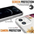 thumbnail image 4 of iPhone 12 Case, iPhone 12 Pro Case, Clear Cute Floral Design Hard Back Soft Flexible Bumper Shockproof Slim Purple Vintage Flowers Women Girls Hybrid Protective Cover(Bouquet 12/12Pro), 4 of 12