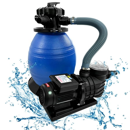 Jacgood 13" Pool Sand Filter 3/4HP, Sand Filter Pump for Above Ground Pool, 3648GPH up to 12000 Gallon, 6-Way Valve, Easy Installation