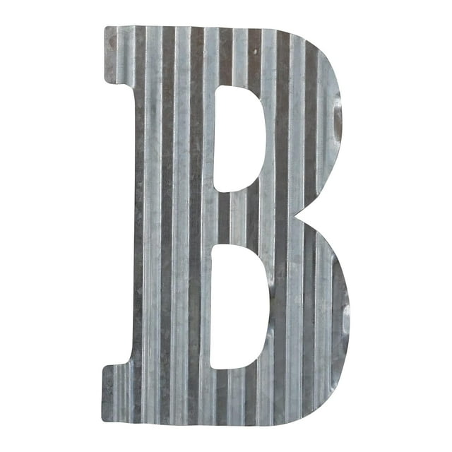 COLLECTIVE HOME - 12" Metal Letter Wall Decor, Galvanized Steel Numbers, Rustic Hanging Decor Symbols, Corrugated Metal Decoration, House Number (B)