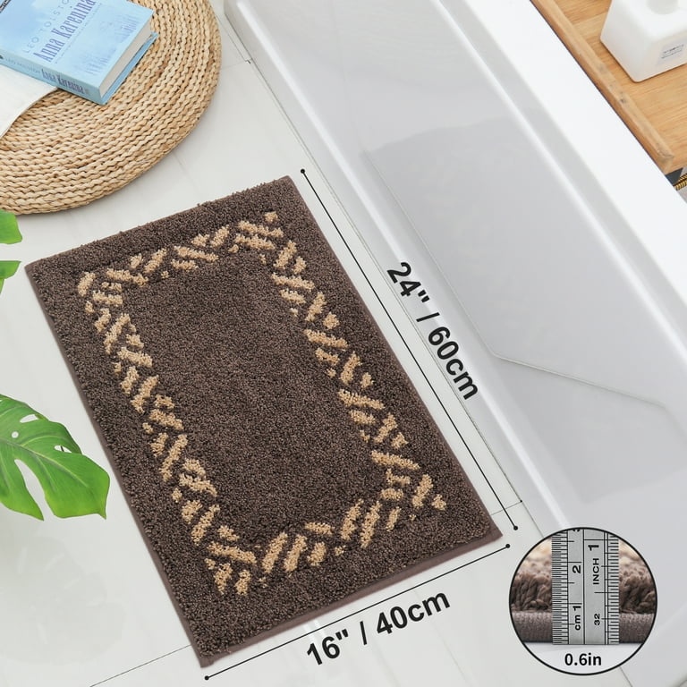 COSY HOMEER Microfiber Bathroom Rug 16x24, Super Soft and Absorbent Bath  Mat Non-Slip, Thick Plush Bath Rugs Machine Washable for Bath Floor, Tubs  and Showers, 100% Polyester, Brown 