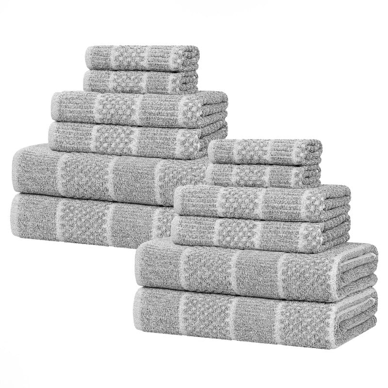 Superior Naples Viscose Cotton Blend Medium Weight 12 Piece Towel Set, Charcoal