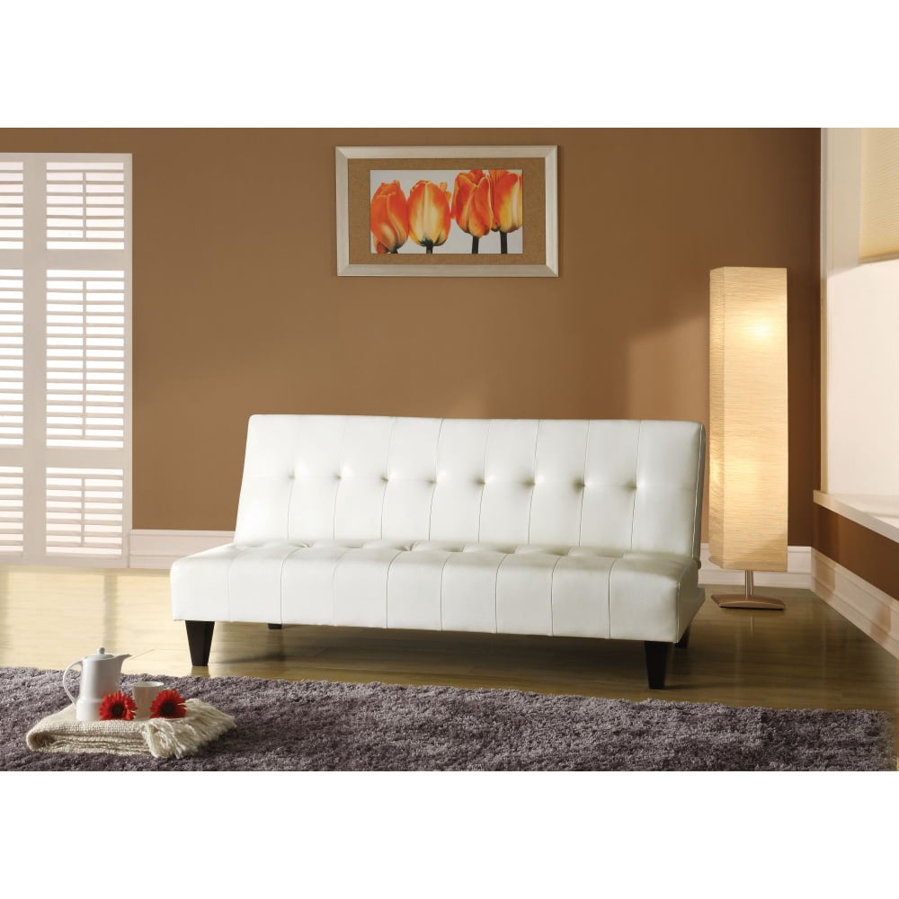 Conrad Simple Adjustable Sofa Bed Futon Sleeper Couch White Bycast Pu