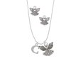 thumbnail image 2 of Delight Jewelry Silvertone Large Initial - C - Silver tone Guardian Angel Charm Necklace and Stud Earrings, 2 of 4