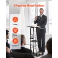 thumbnail image 2 of VEVOR Podium Stand, 47-Inch Metal Lectern, Curved Standing Podium with Wide Reading Surface, Open Storage Compartment, Book Stopper, Cup Holder, for Classroom, Wedding, Conference, Speech, and Concert, 2 of 9