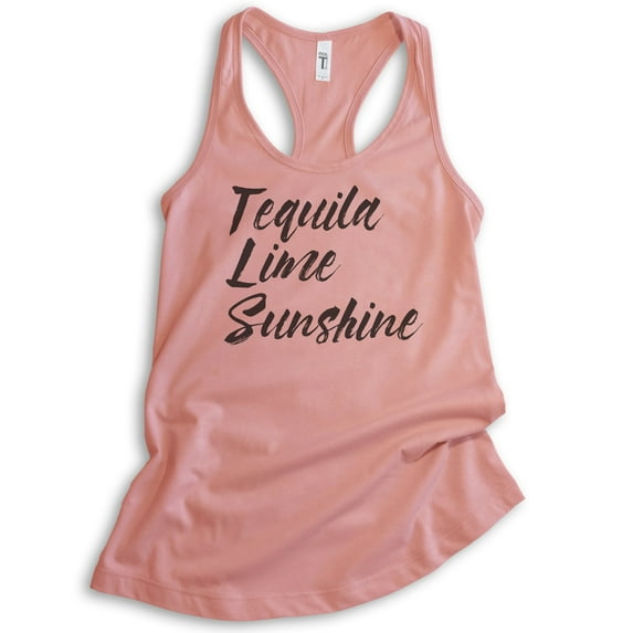 Tequila Lime Sunshine Tank Top, Ladies Racerback Tank Top, Tequila Tank Sunshine Beach Vacation Travel Tank, Desert Pink, Small