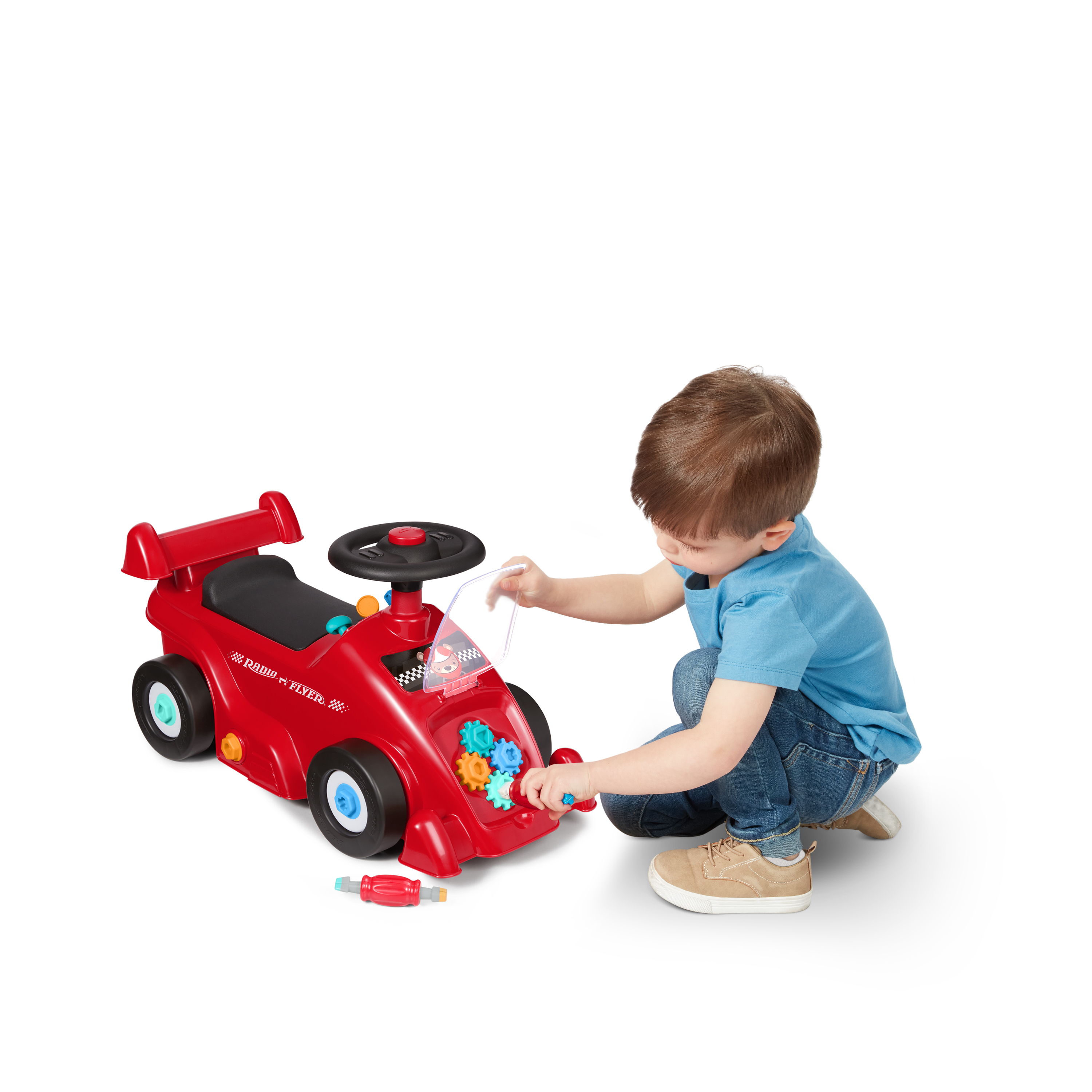 Radio Flyer Pit Stop Play Racecar Ride-On with Tools photo 4