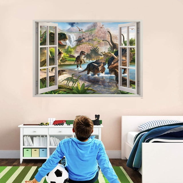 Adhesivo de pared 3D Dinosaur Jurassic Adventure para habitación de niños