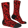 thumbnail image 3 of N/A Red Leopard Pattern Print Adult Athletic Crew Socks Men Women Long 7-8.3 In 18-21cm, 3 of 8