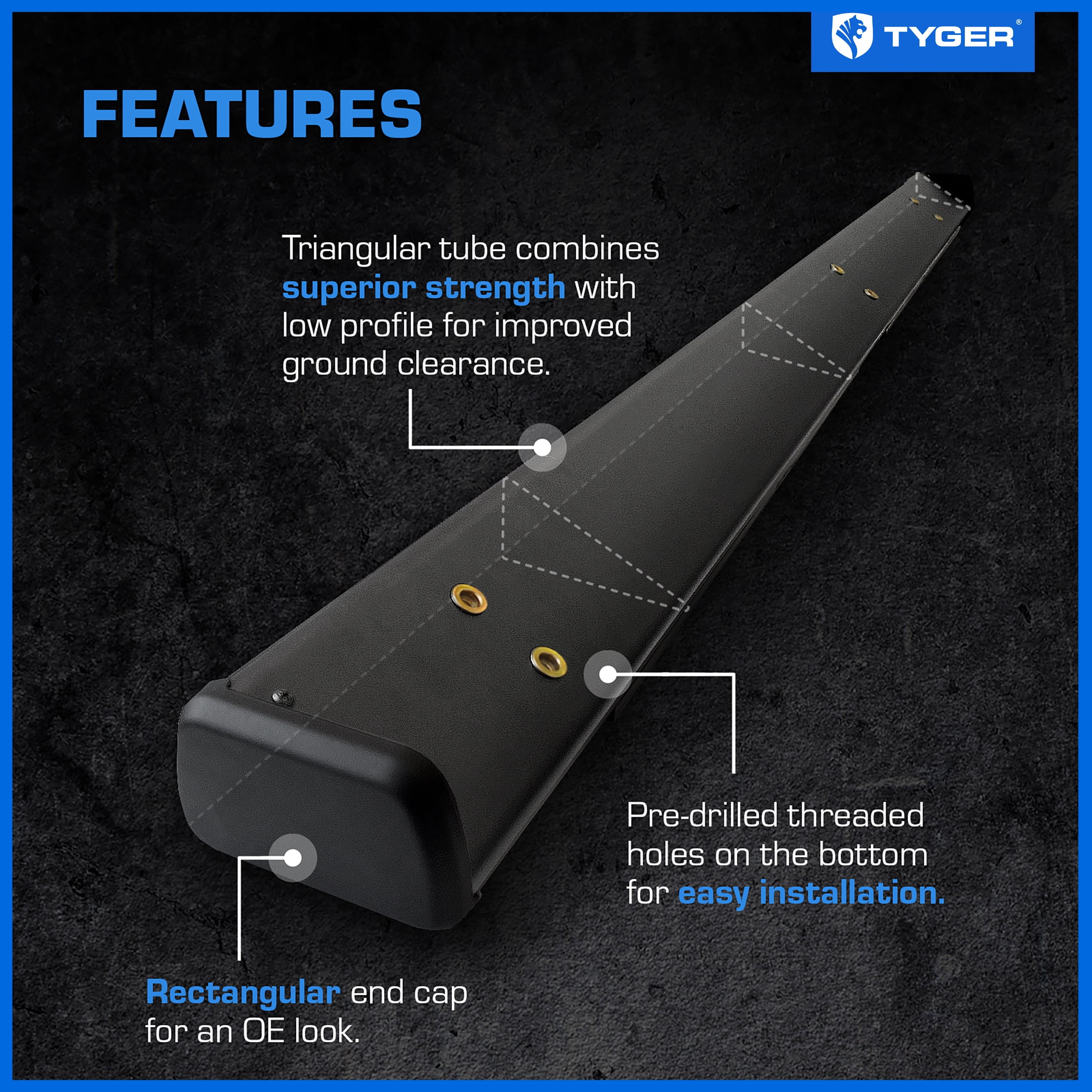 Tyger Auto 4" Riser Running Boards Compatible with 2024-2026 Toyota Tacoma (Fits Hybrid) | Double Cab | TG-RS2T40308 | Side Step Rails Nerf Bars