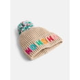 thumbnail image 3 of Holiday Time Women's Ho Ho Ho Beanie Hat, Oatmeal, 3 of 4